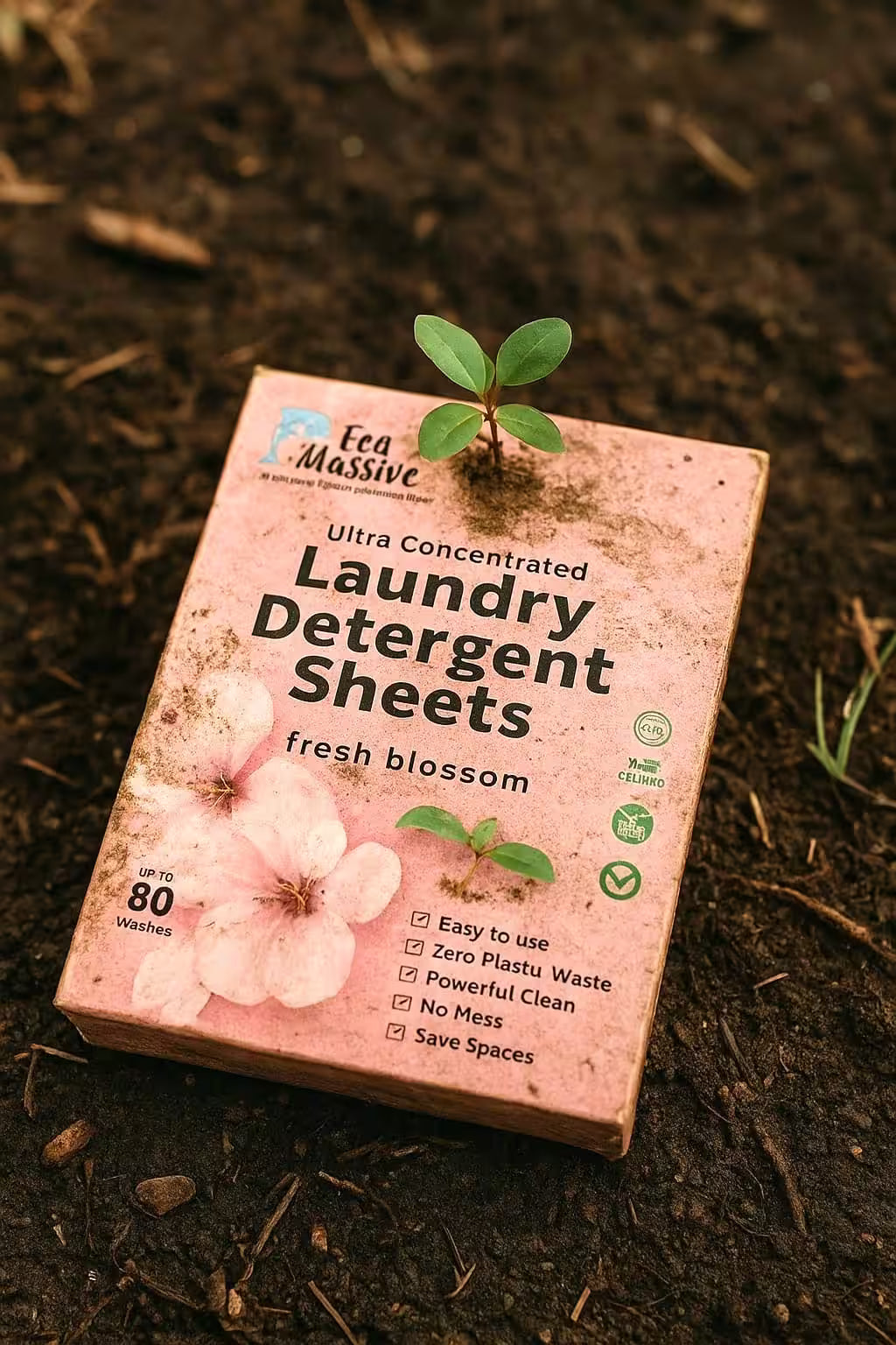 Eco-friendly laundry detergent sheets packaged with minimal plastic for sustainable household cleaning