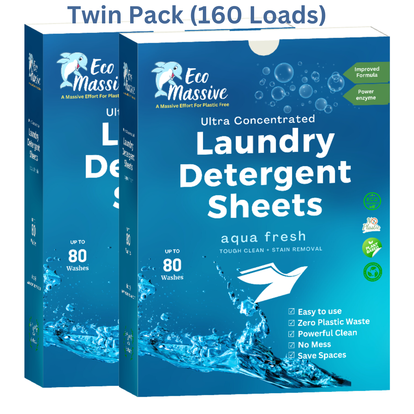 Eco Laundry Detergent Sheets Aqua Fresh Fragrance160 Loads Eco Mas ECO Massive