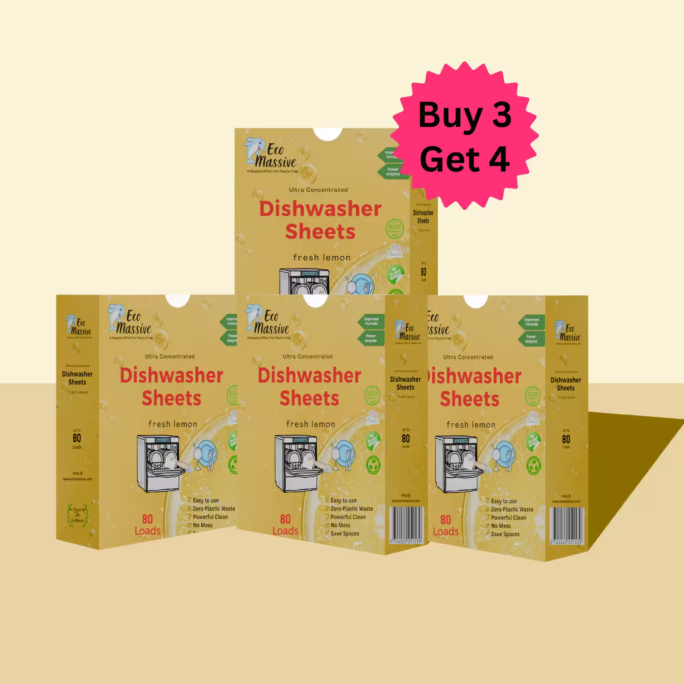 Eco-Friendly dishwasher detergent sheets - 80 Loads/pack