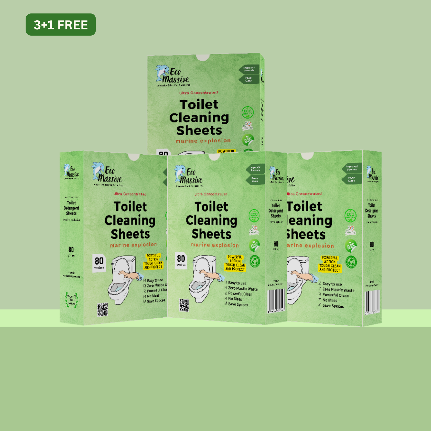 Toilet Cleaning Sheets: Marine Explosion Fragrance - 80 Washes