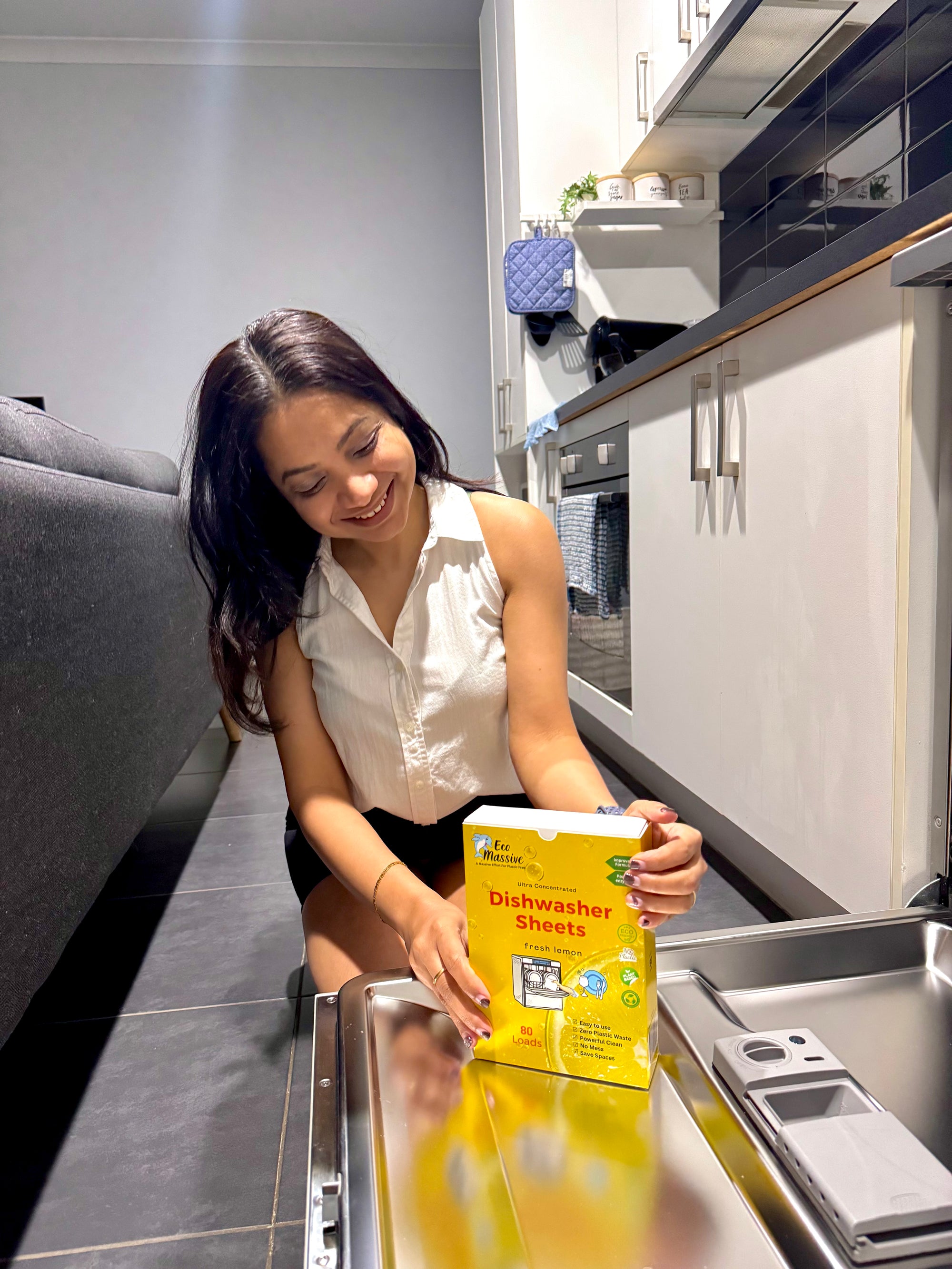 Dishwasher detergent sheets offering a plastic-free alternative to traditional dishwasher tablets and pods