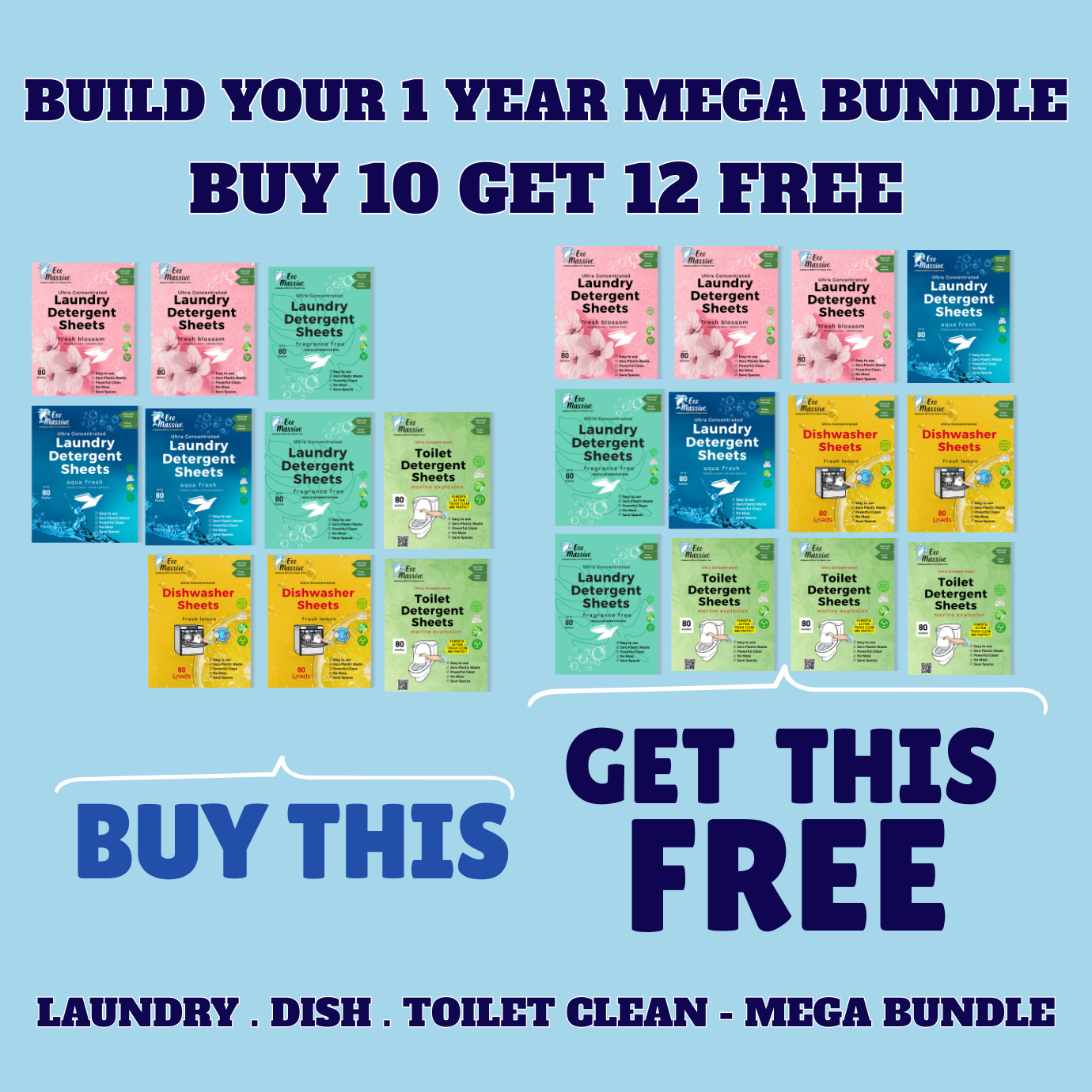 Build Your Own Cleaning Bundle Buy 10 Get 12 FREE -1 Year Supply | Eco Massive