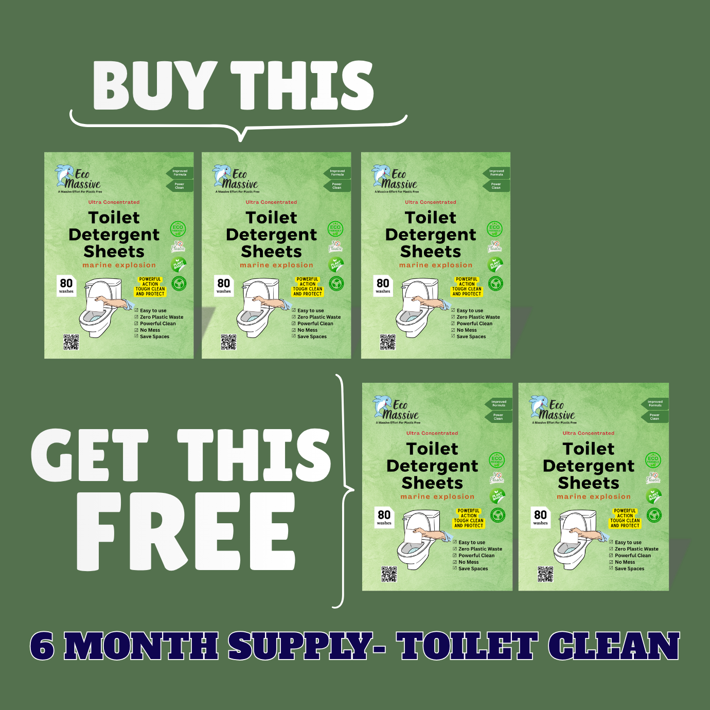 Eco-Friendly toilet cleaning Sheets – 80 Loads/pack