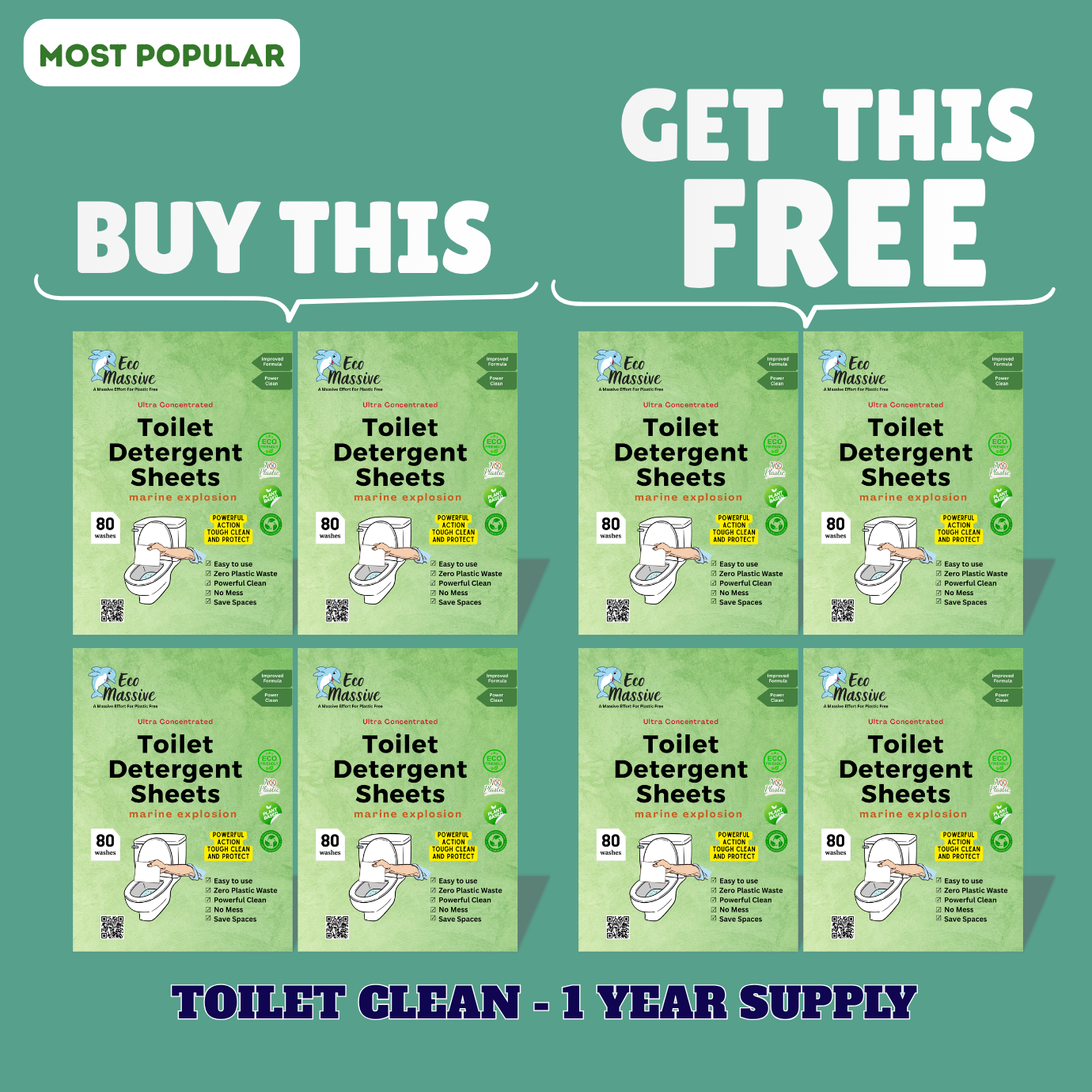 Eco-Friendly toilet cleaning Sheets – 80 Loads/pack