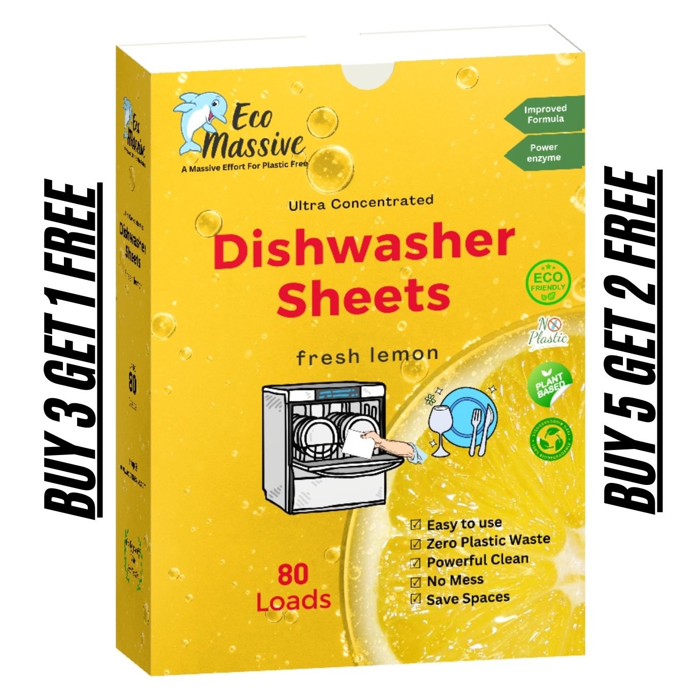 Eco Dishwasher Detergent Sheets: 80 Loads - Eco Massive - ECO Massive ®