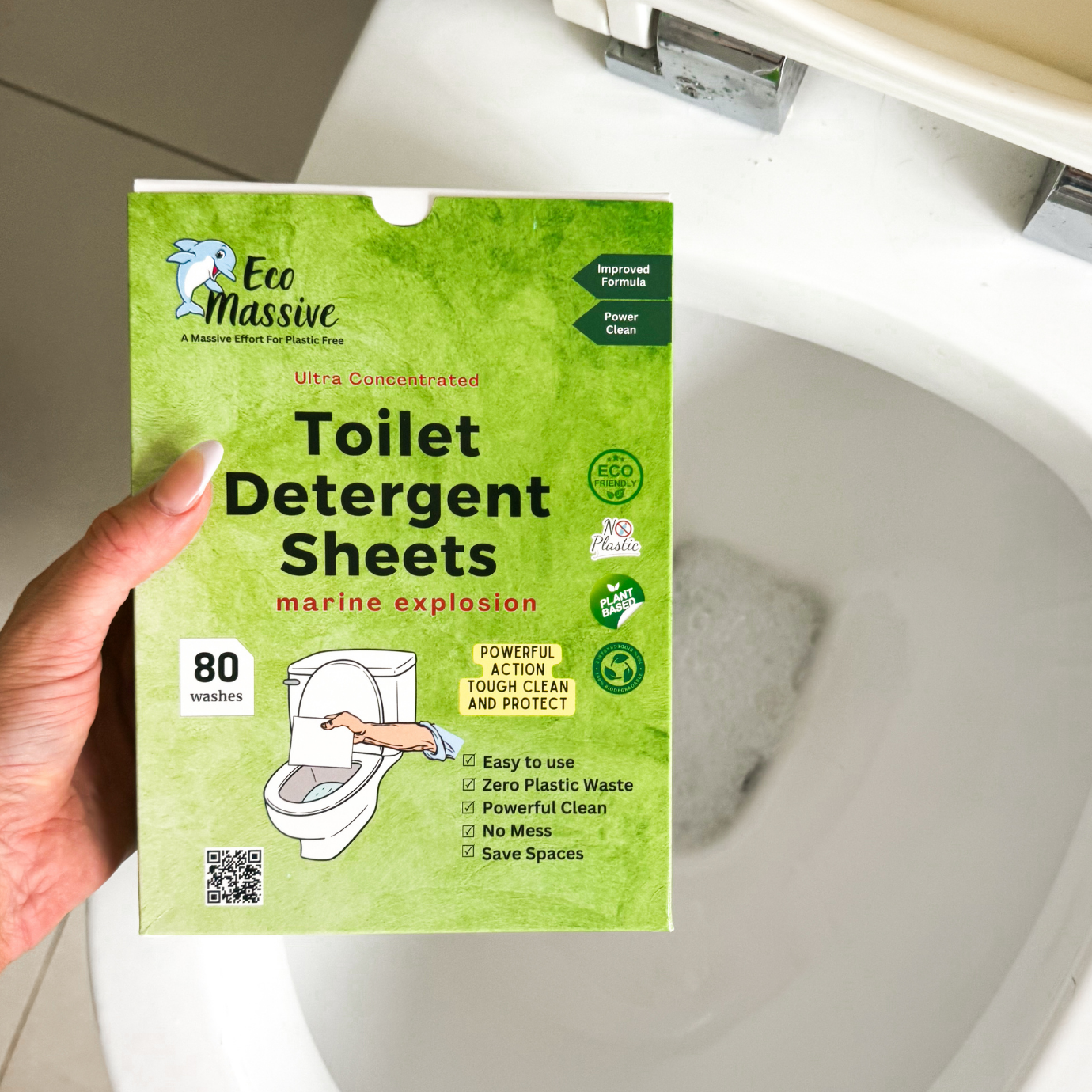 Eco friendly toilet cleaning sheets with biodegradable formula