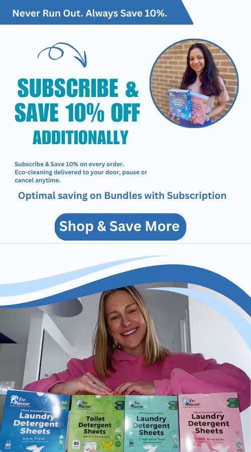 Eco Massive dishwasher detergent sheets as a plastic-free alternative to traditional dishwasher tablets