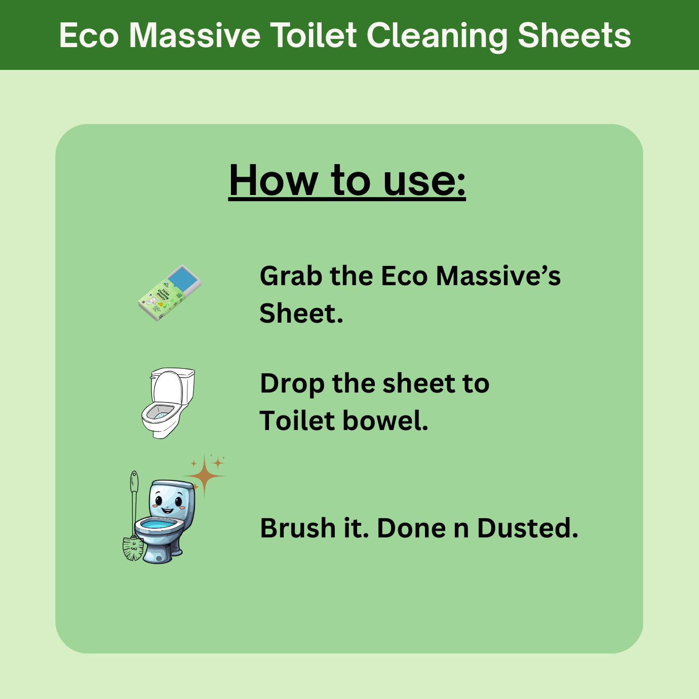 Toilet cleaning sheets that remove tough stains and grime